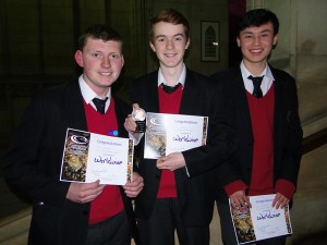 Bath and Bristol WWQ winners 2015: Alec Temple, Josh Price and Tim Woods (St. Mary Redcliffe and Temple School, Bristol)