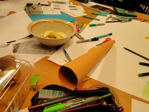 Resources for  poster making - no shortage of colouring pens